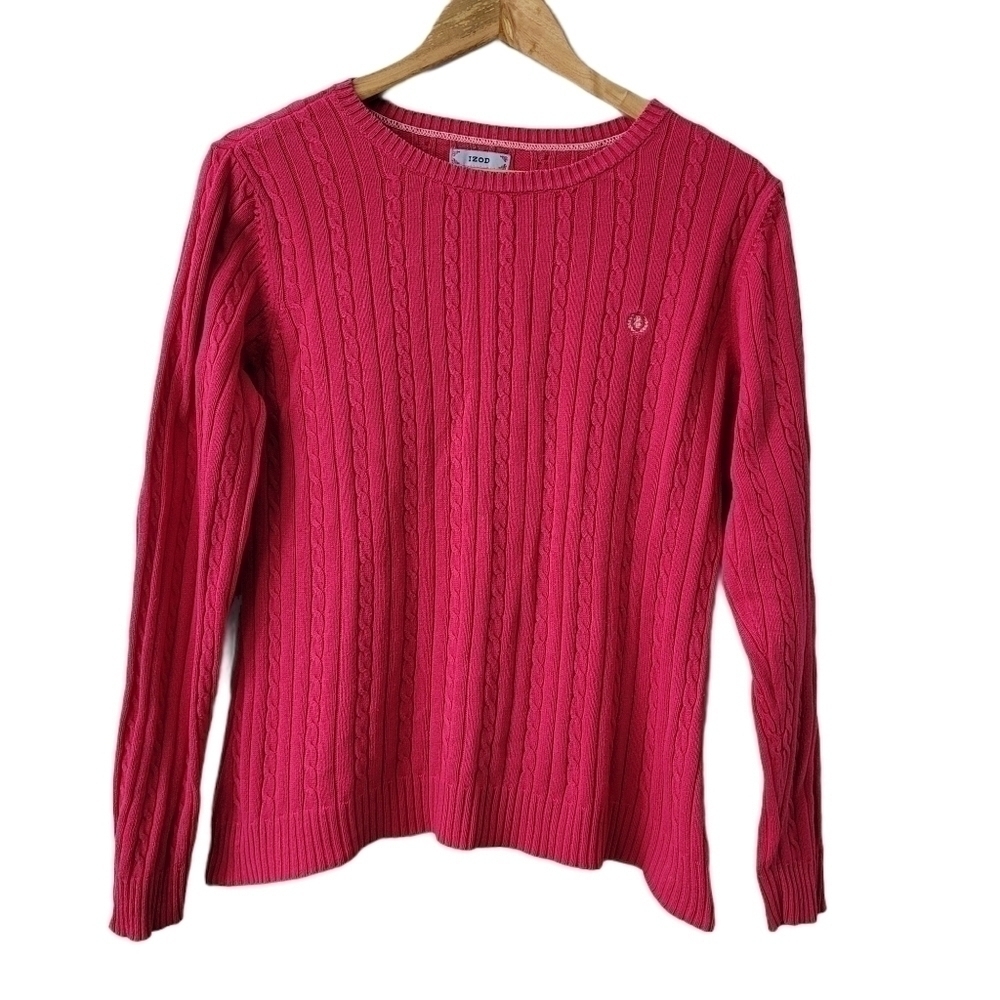 Pink 𝅺Vintage Cotton Cable Knit Crewneck Sweater Size M Barbie